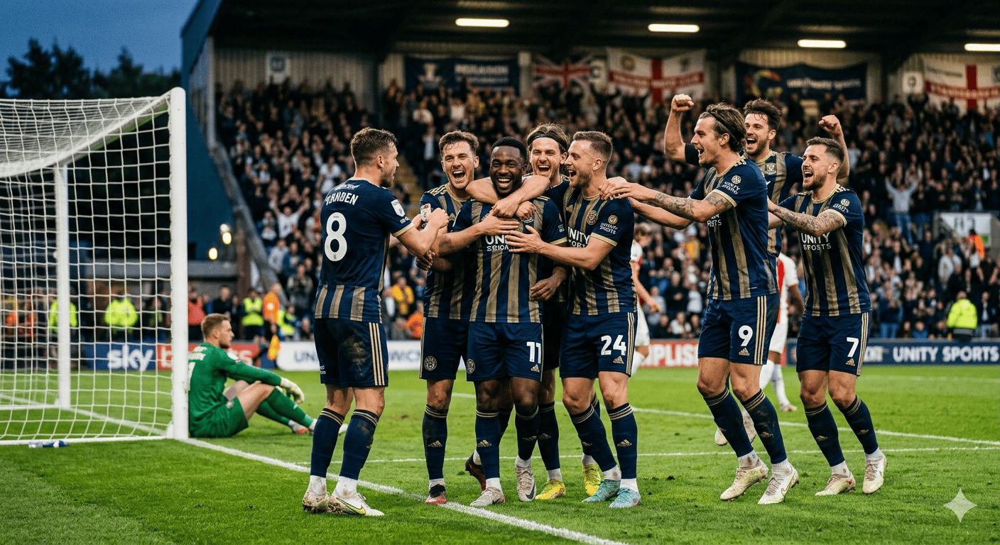 Players celebrating a goal